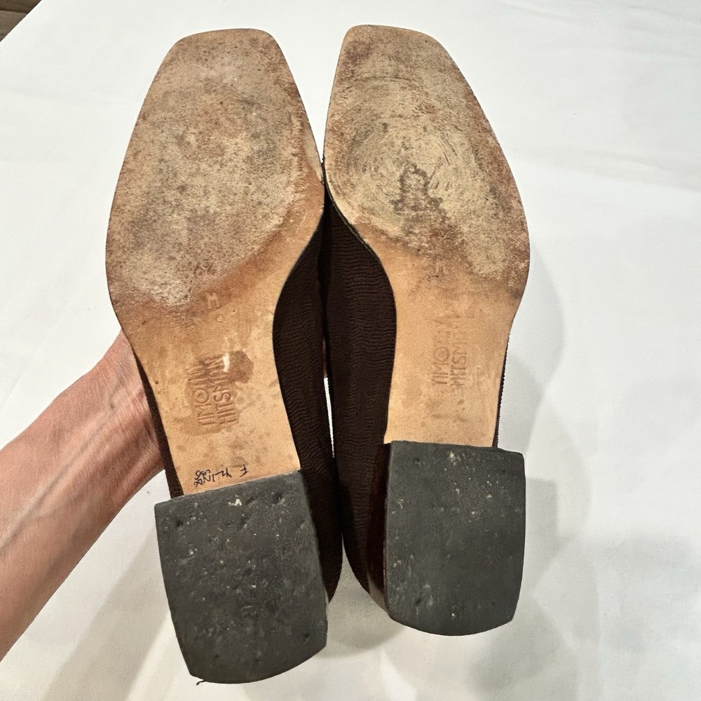 Vintage Timothy Hitsman Textured Gathered  Fabric Women's Sz 6.5 Shoe Pump Brown - Picture 8 of 9